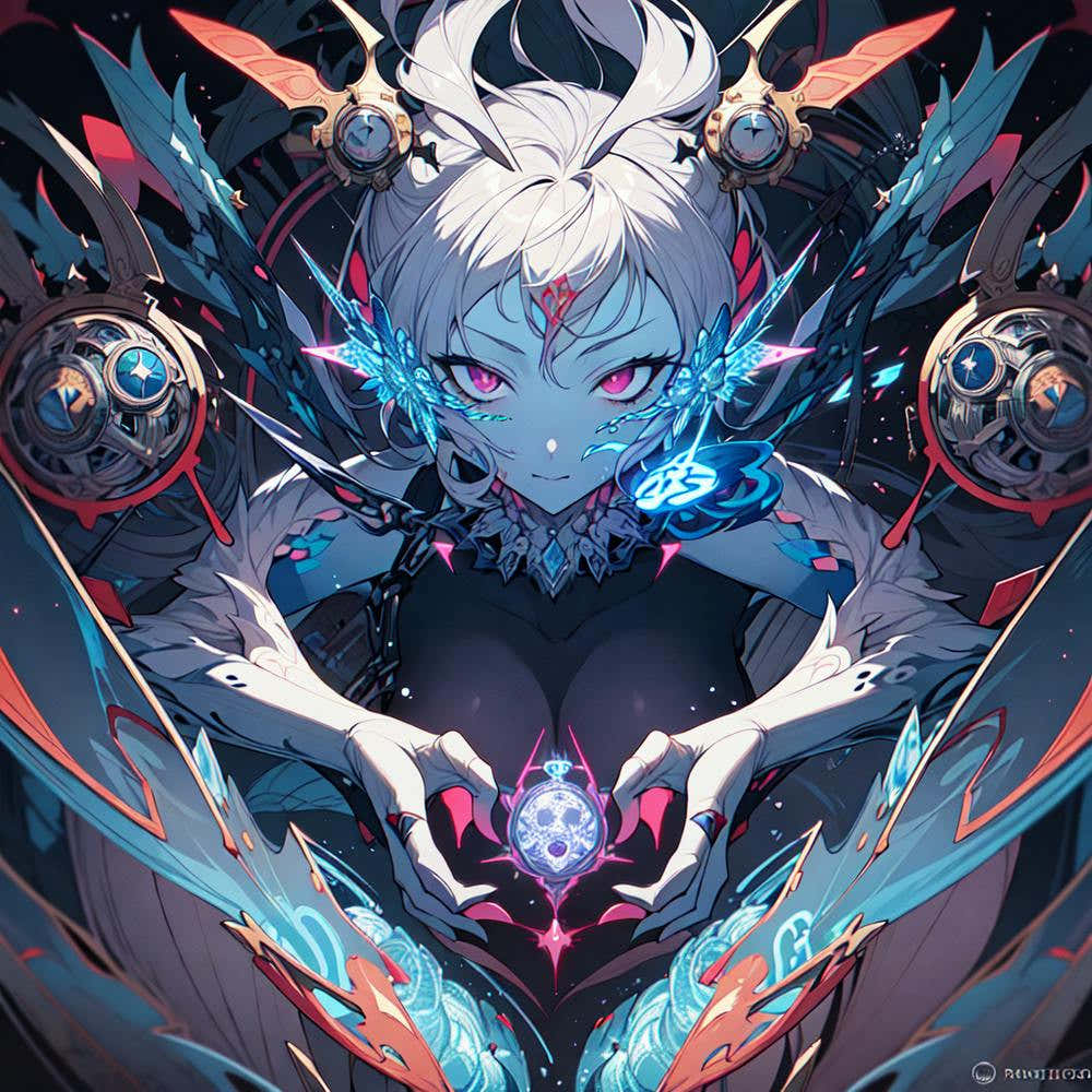 Alien mecha girl, anime digital art, by Shadee