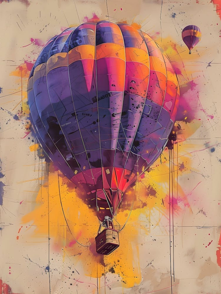 Hot Air Balloon, Vibrant, Pop Art