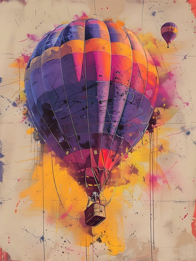 Hot Air Balloon, Vibrant, Pop Art