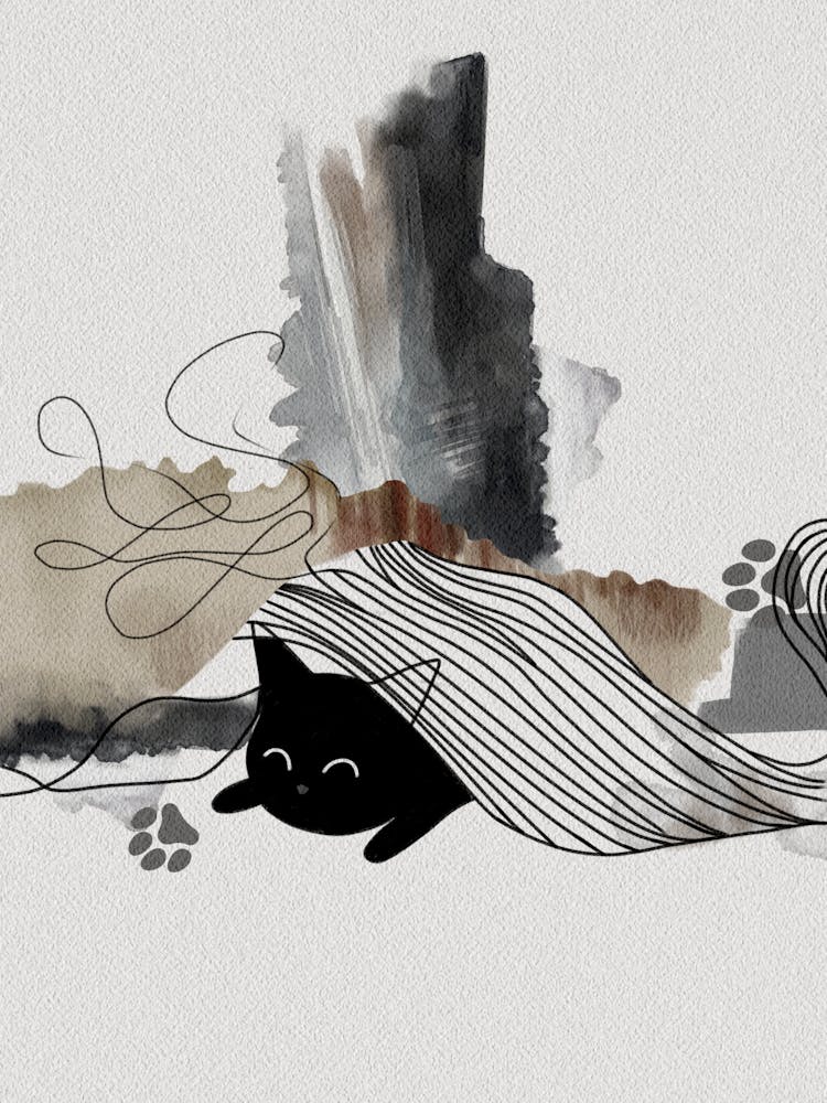 Chat Noir Dans Une Couverture