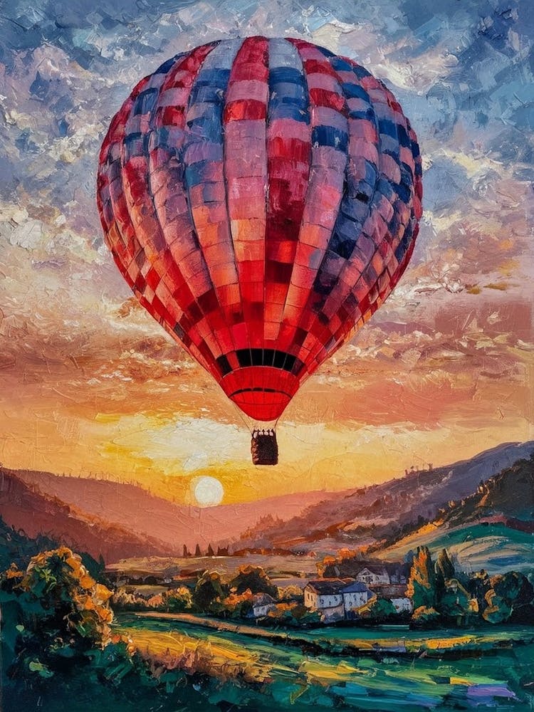 Hot Air Balloon At Sunset 2