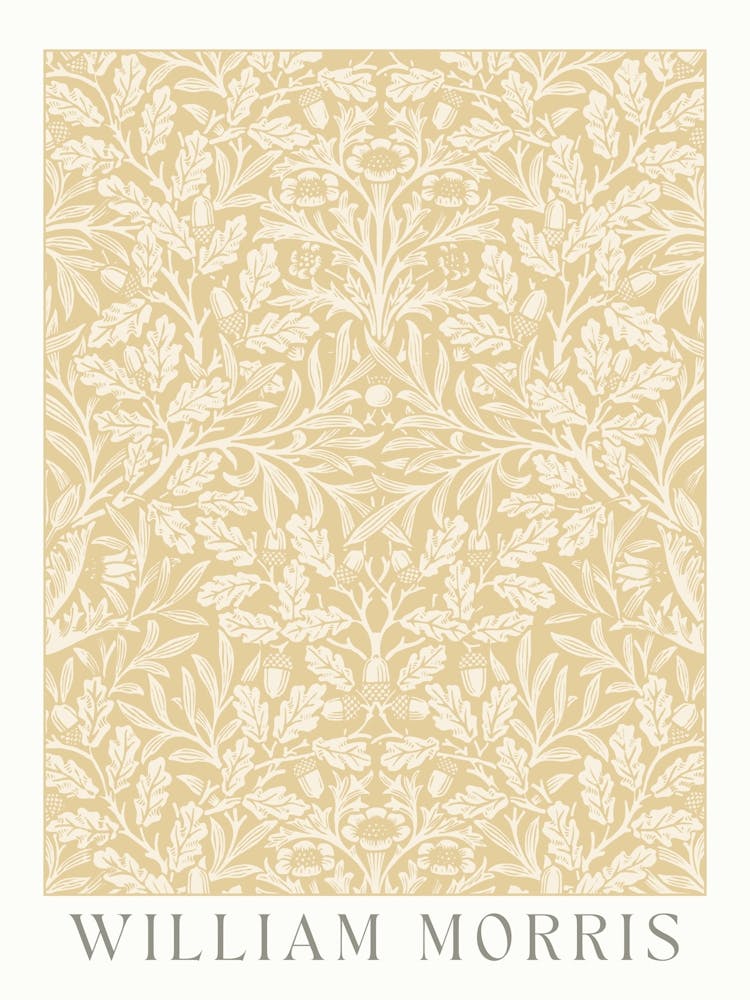 Klassisches Morris-Muster - Minimalistische Botanische Kunst in Modernen Neutraltönen für Elegante Wohnräume oder Cottagecore-Deko