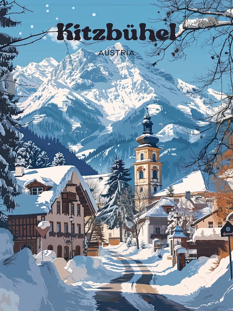 Kitzbuhel Austria Tyrol Digital Travel Art
