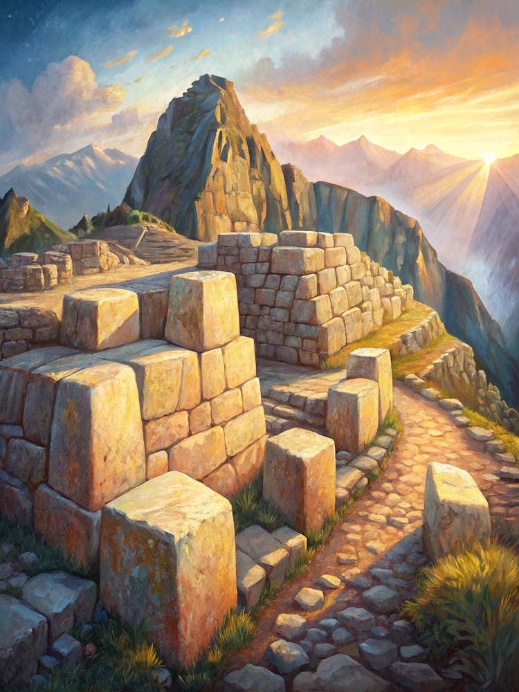 Oil Painting Style Shimmering Stone Blocks