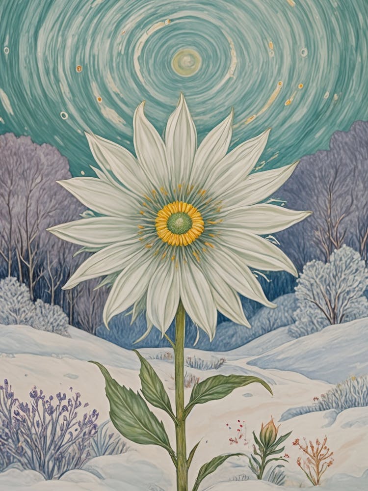 White Flower In The Snow
