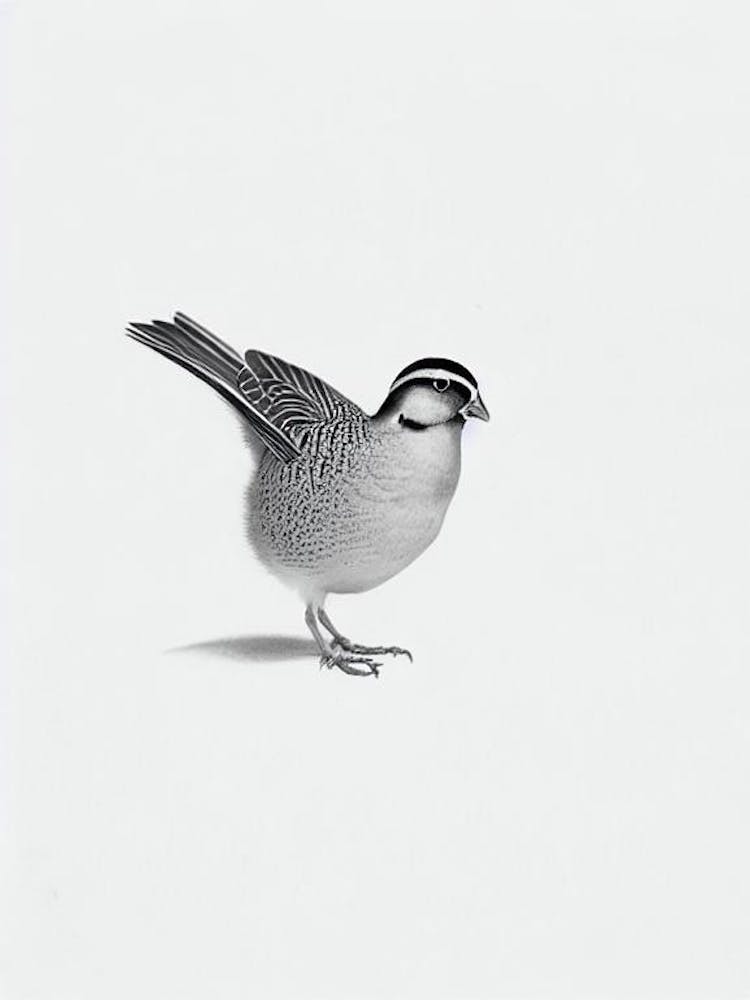 Partridge B&W Pencil Drawing 1 Bird