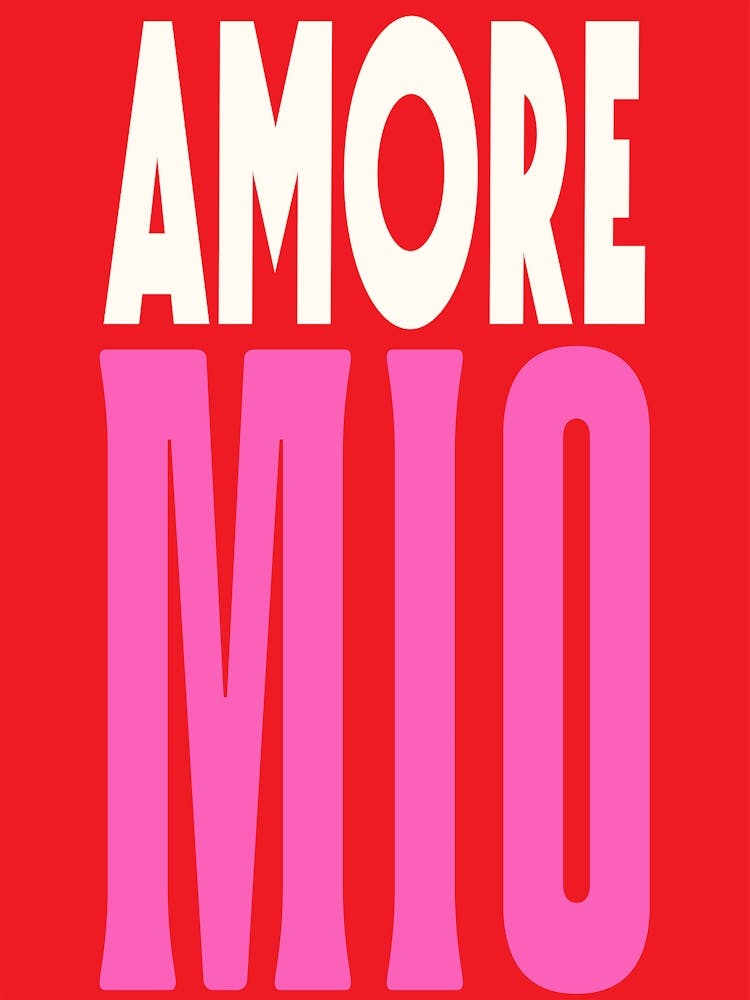Amore Mio Typografie, Große Buchstaben Pink Rot Weiß, Italy Style