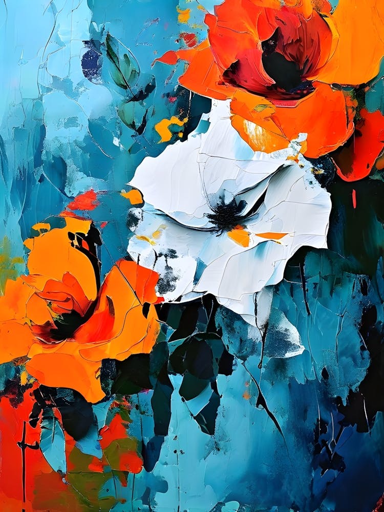 Abstraktes Blumenexperiment mit abstrakten Formen und Farben zur Schaffung einer modernen Blumenkomposition (7)