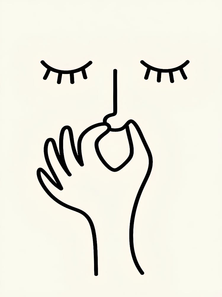 Hand Drawn Plugging Nose Bathroom