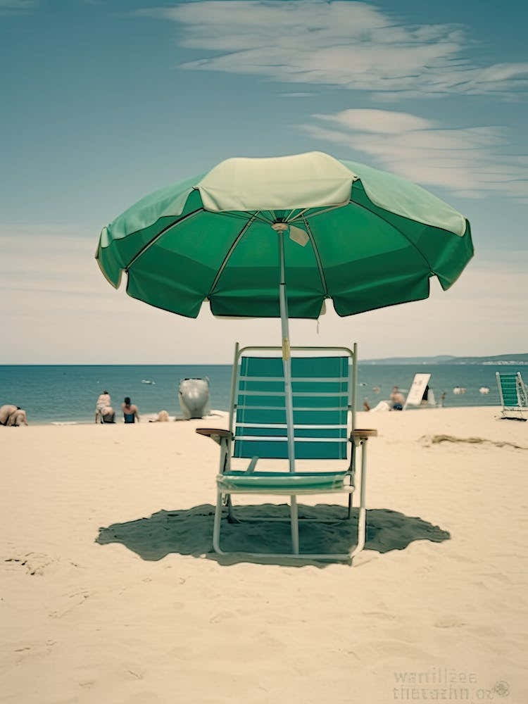 Green Chair And Brach Umbrella  Summer Photography 1