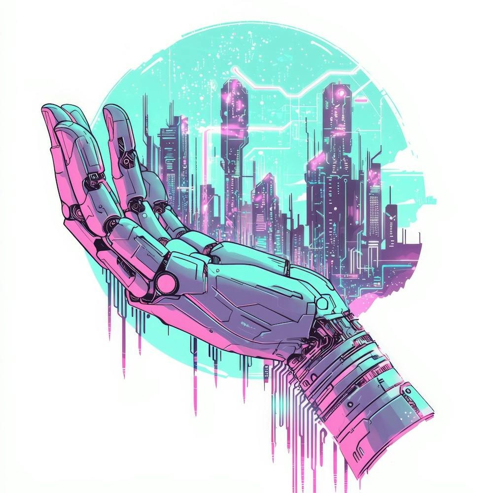 Futuristic Hand.Generated AI. Wall 2