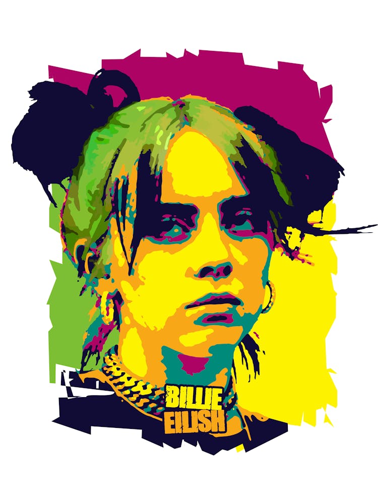 Billie Eilish in Colorful Pop Art Portrait
