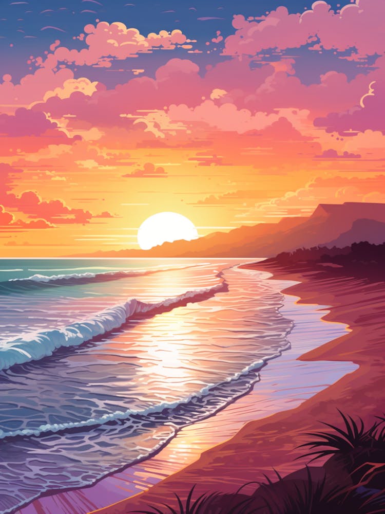Four Mile Beach Australia At Sunset, Vibrant Painting 4