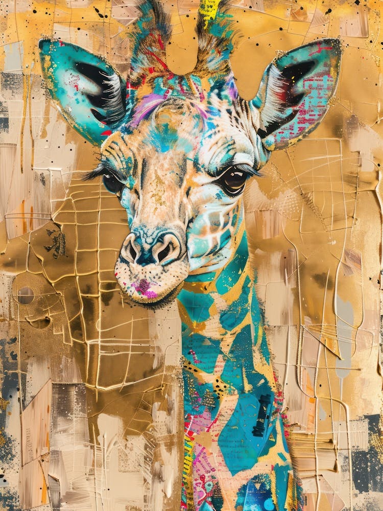Baby Giraffe Gold Effect Collage 1
