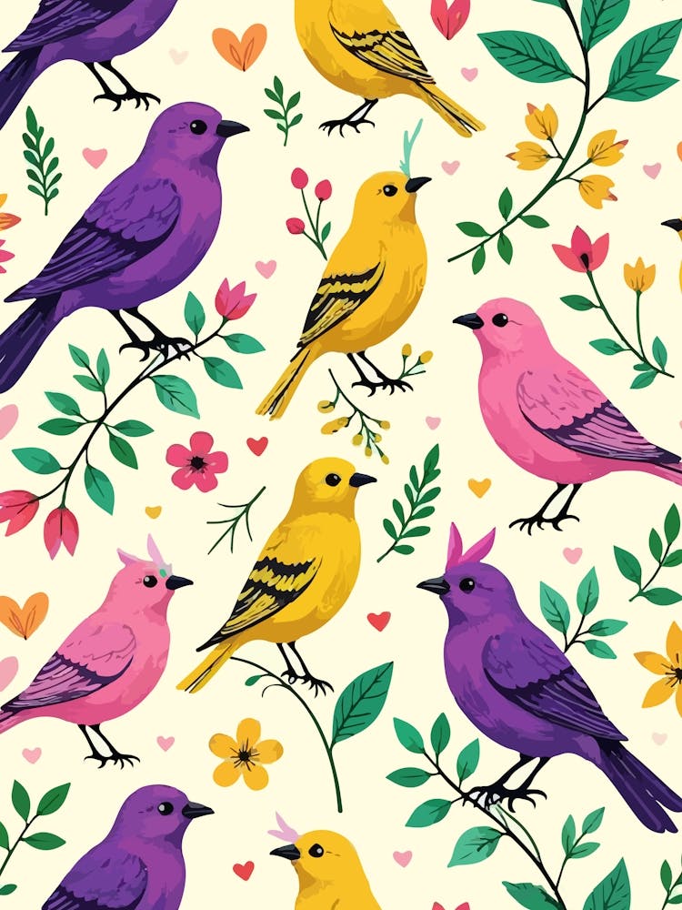 Blumen und Vögel - Valentinstagsposter 3
