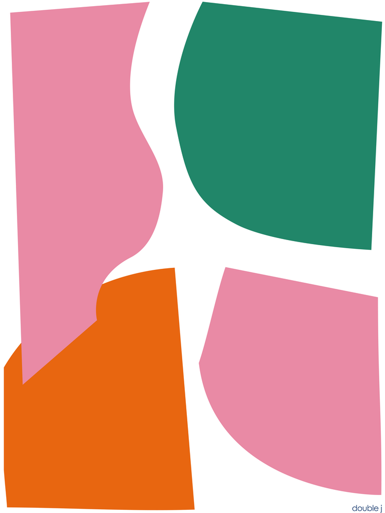 Collage Pink Green Orange White Graphic Abstract