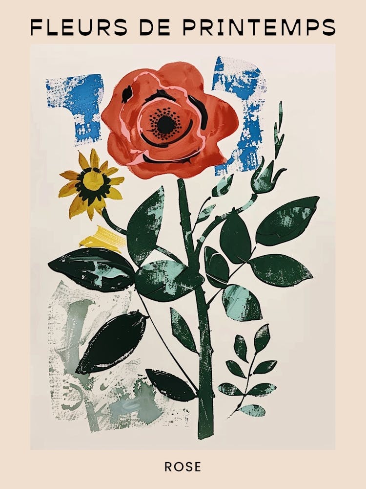 Spring Floral French Poster  Rose 10