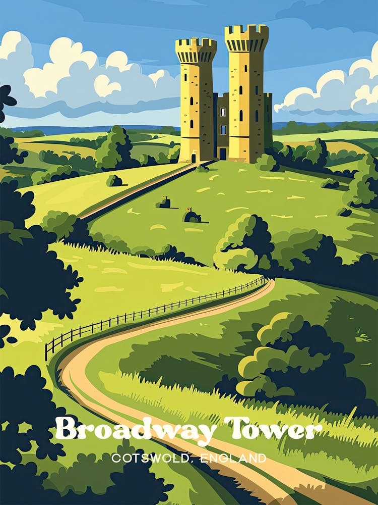 Broadway Tower Cotswold England Castle Digital Travel Art