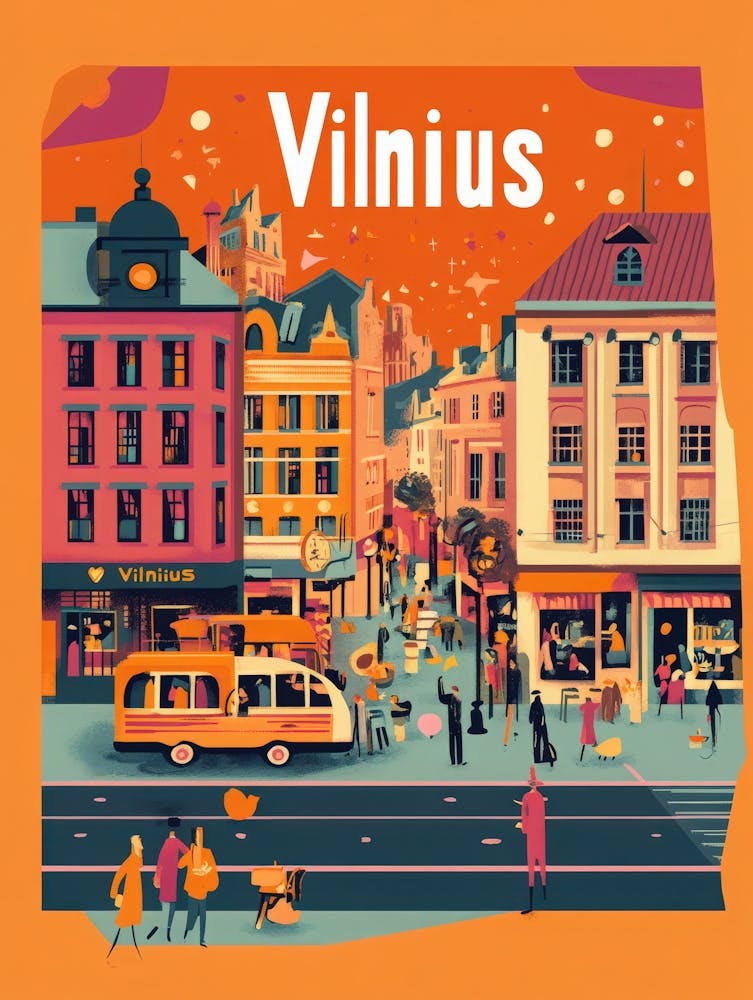 Aihrgdesign A 1970s Inspired Travel Poster For Vilnius Depict Ec2e77b4 48ea 437d B040 209aa0fe04cb 1