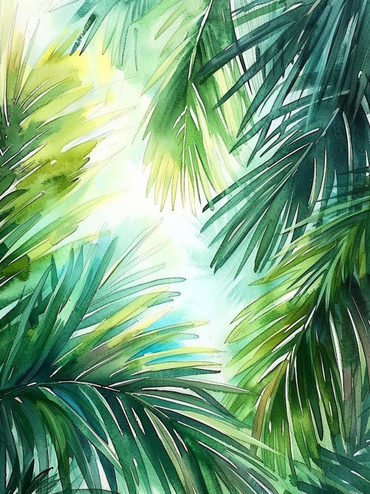 Watercolor Palm Leaves Background