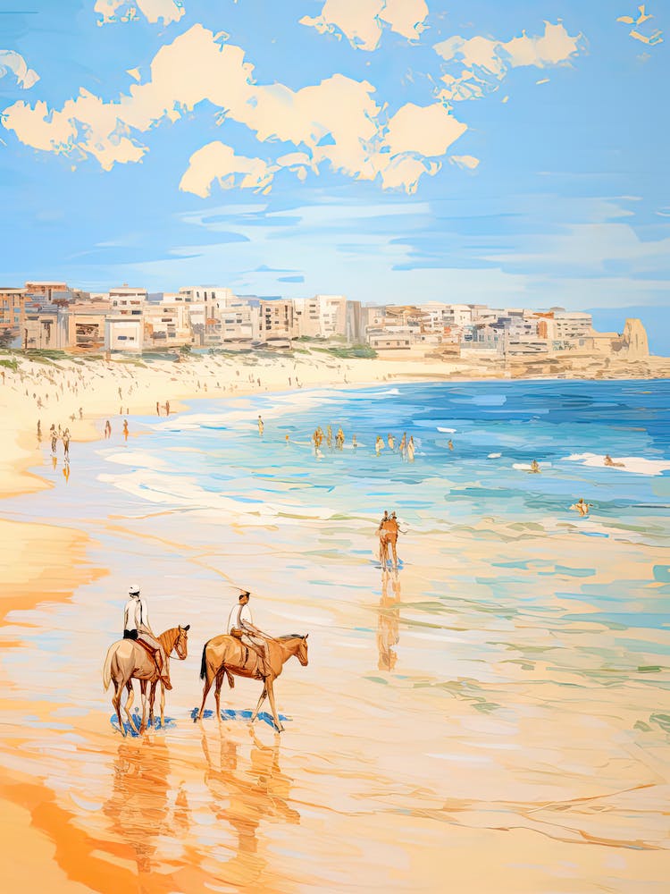 Horse Painting In Bondi Beach Post Impressionism Style 2