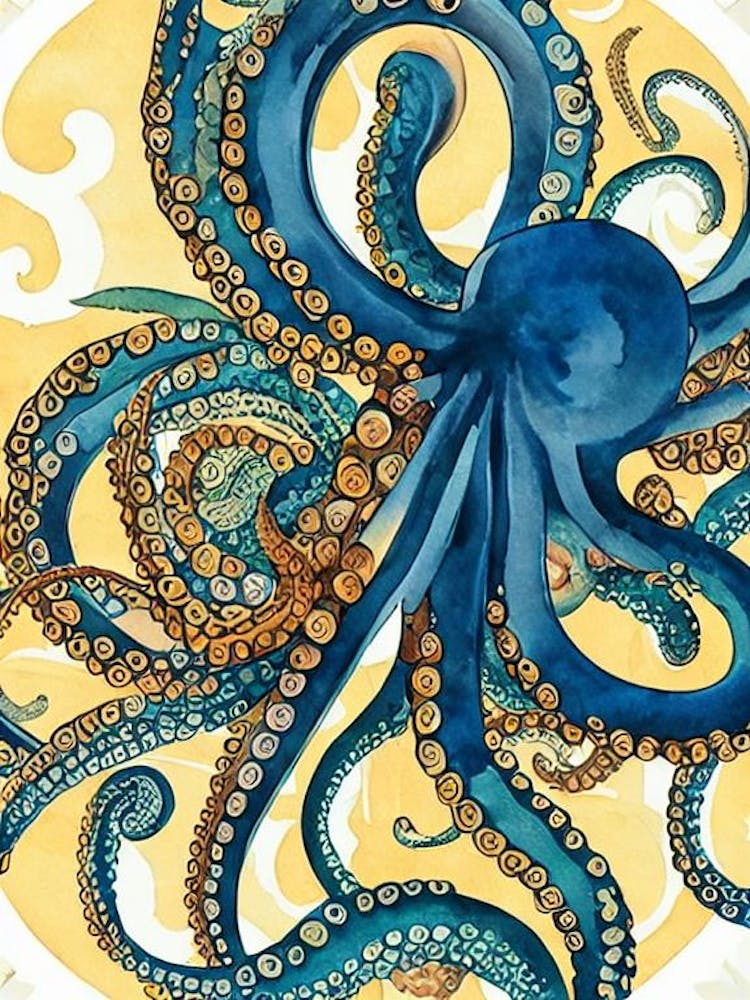 Octopus Balls Vintage Graphic Watercolour