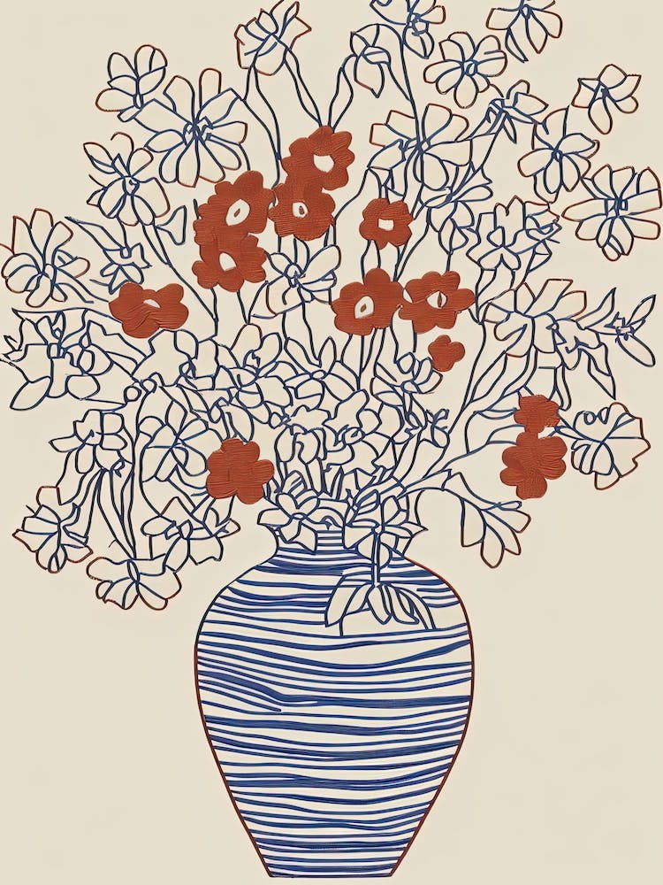 Floral Still Life Sketch Line Art 16