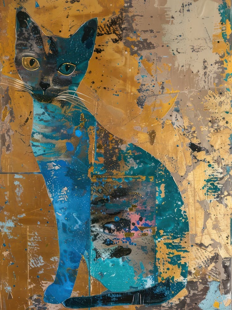 Cat Gold Effect Collage 3