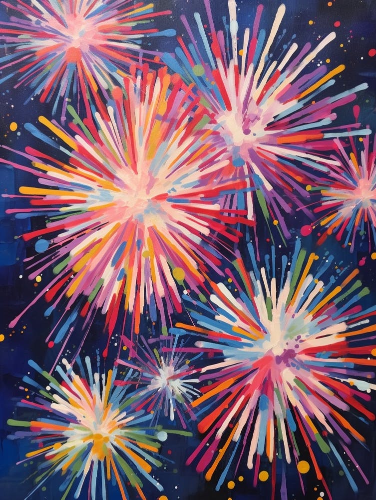 Fireworks Gouache Painting 1