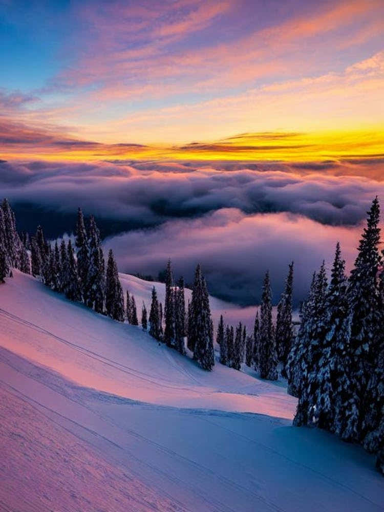 Riksgränsen Sunrise Skiing Poster