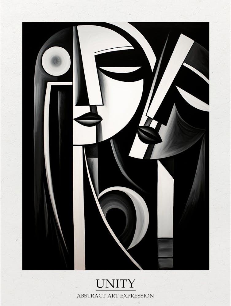 Unity Abstract Black And White 1 Poster