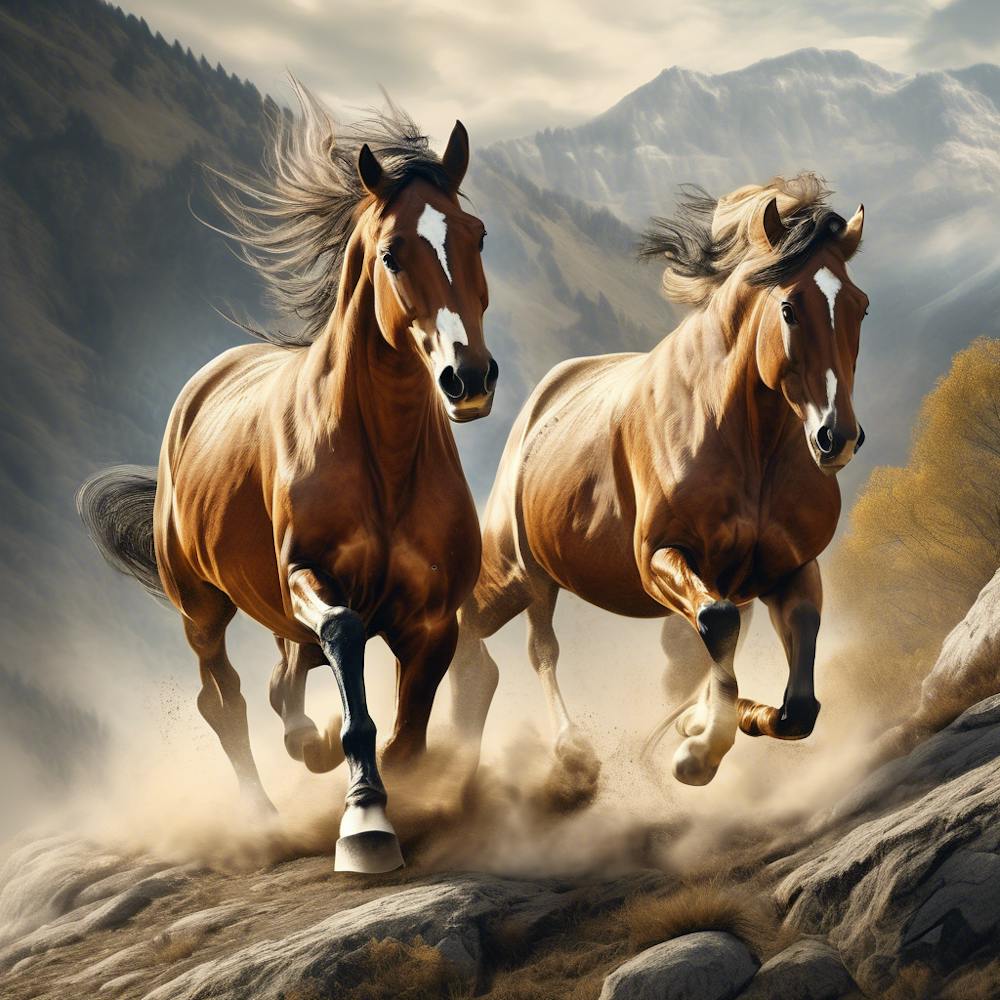 Horses Running In The Mountains