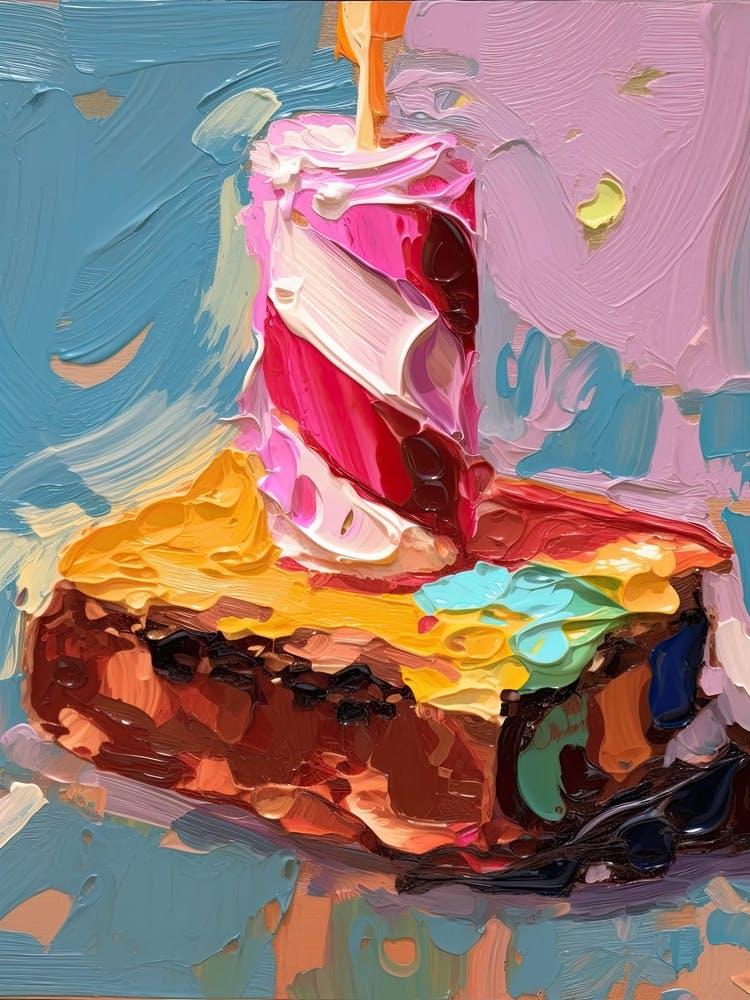 A Slice Of Birthday Cake Oil Painting 6