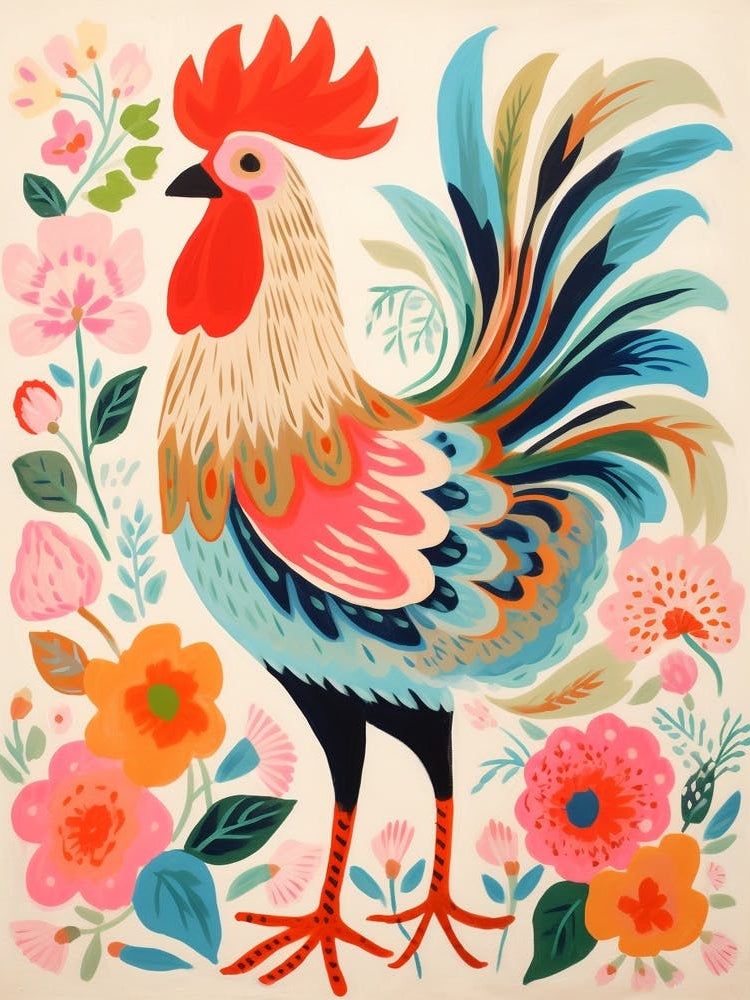 Pink Scandi Rooster 3