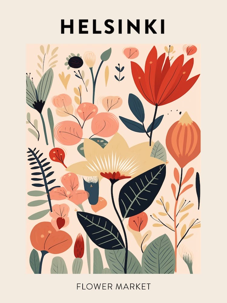 Flower Market Poster Helsinki Finland