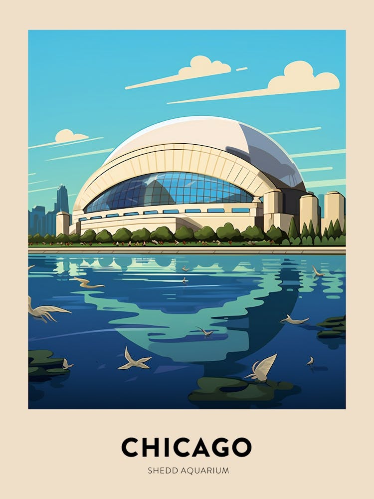 Shedd Aquarium 2 Chicago Travel Poster