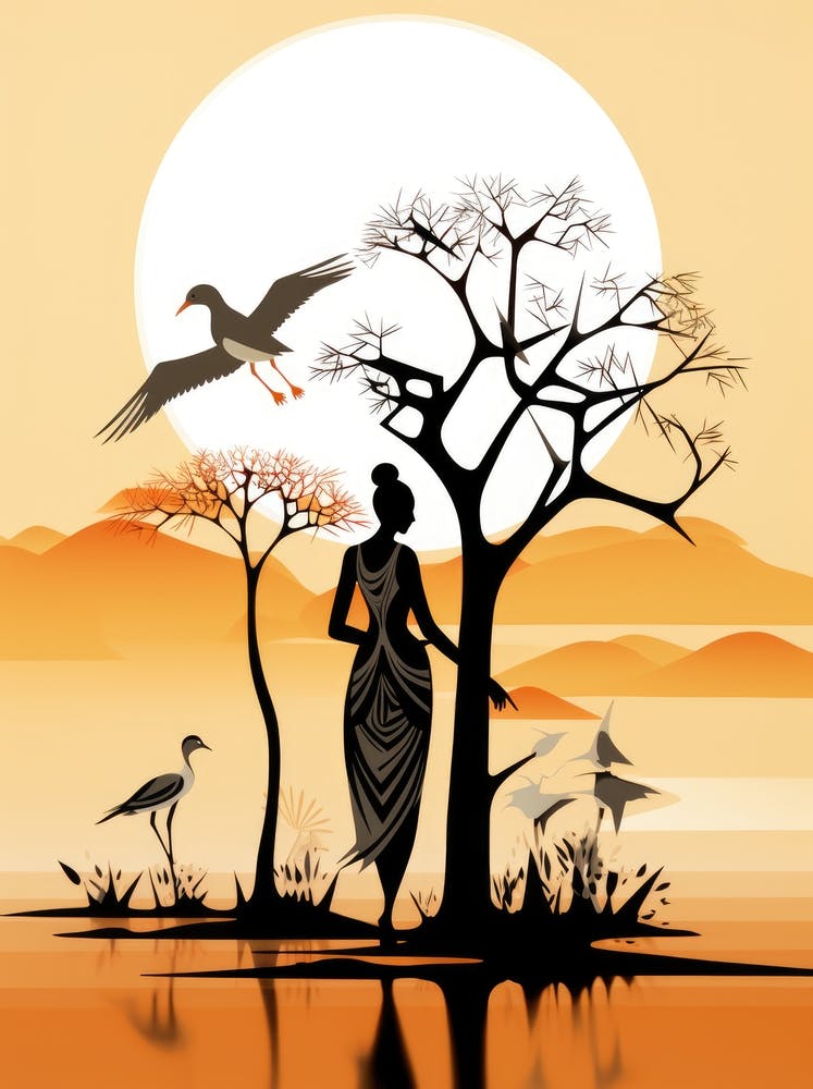 African Woman With Birds