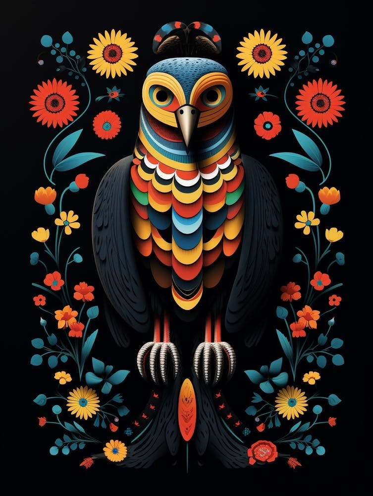 Folk Bird Illustration Falcon 5