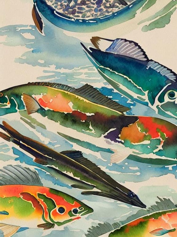 Tilefish Vintage Graphic Watercolour