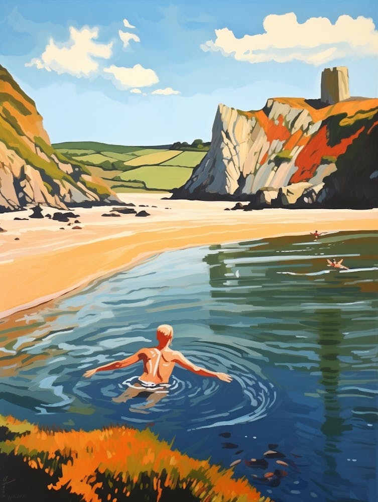 Wild Swimming At Three Cliffs Bay Swansea 2