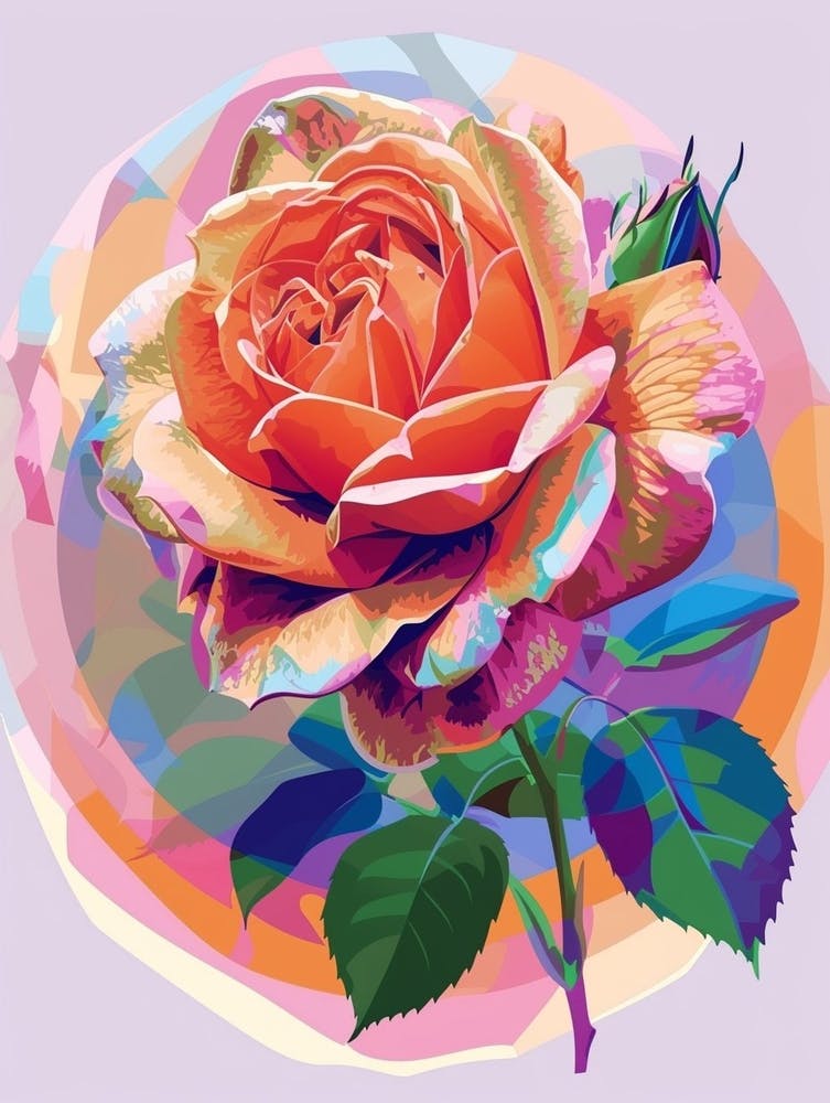 English Roses Circle Painting Abstract 2