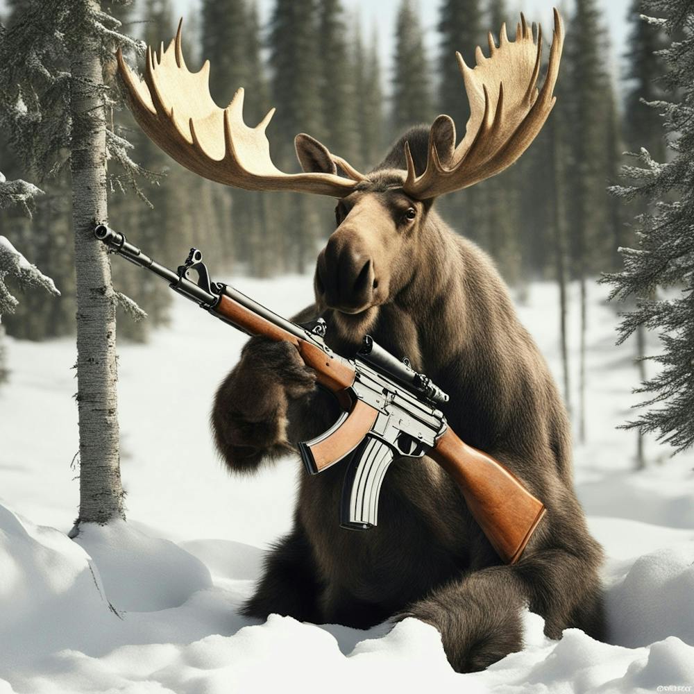 Moose With Rifle