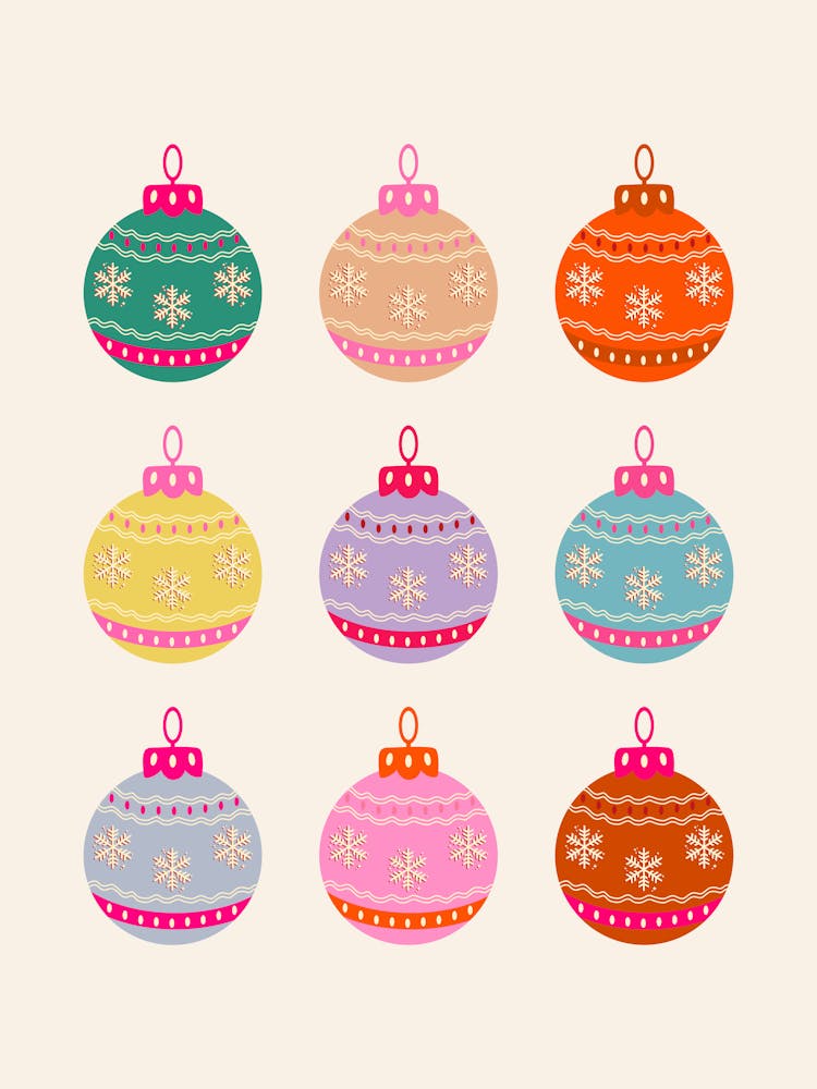 Retro Colorful Christmas Baubles
