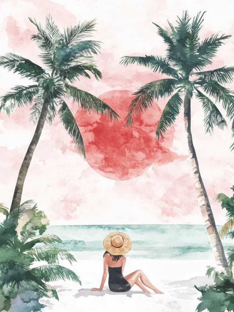 Woman Sitting On The Beach