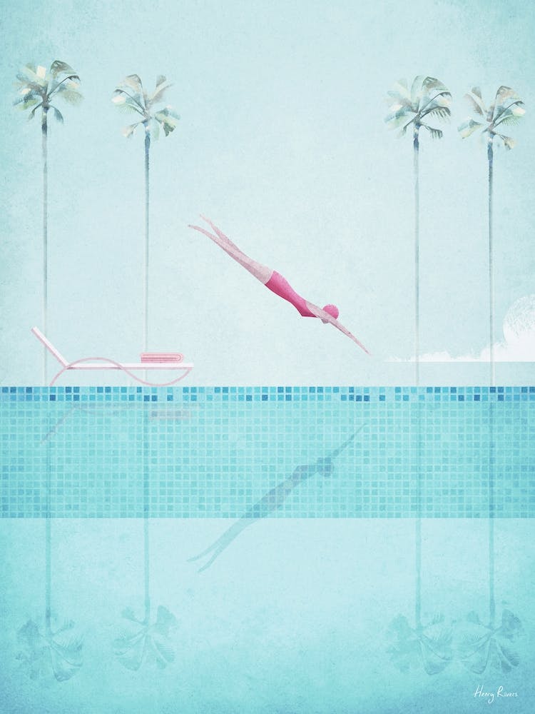 Swimming Pool, Girl Diving Into The Water