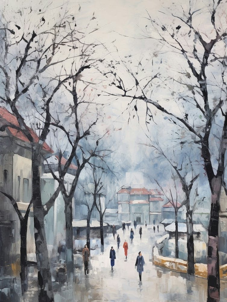 Winter City Park Painting Peoples Park Shanghai China 1