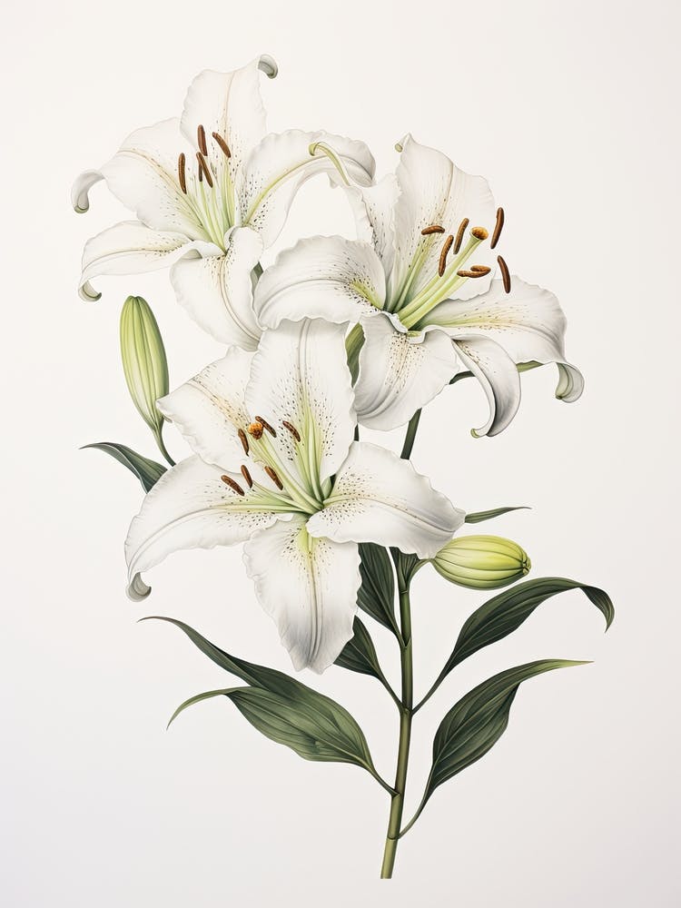 Lilies Flower Vintage Botanical 0