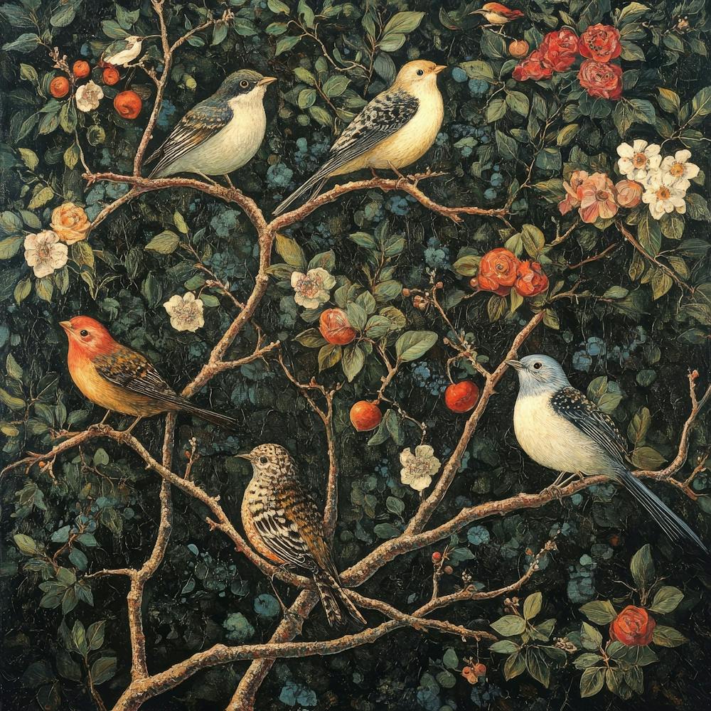 Vögel in einem Baum Kunst 19