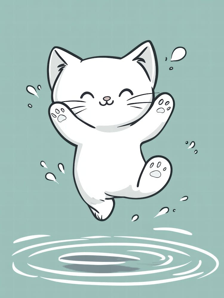 Kitty Jumping In Water