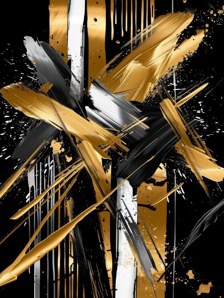 Abstract Gold And Black Painting 54
